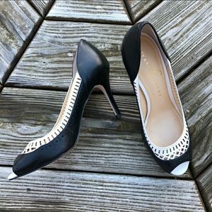 Ivanka Trump Candice Peep Toe Black & White heels